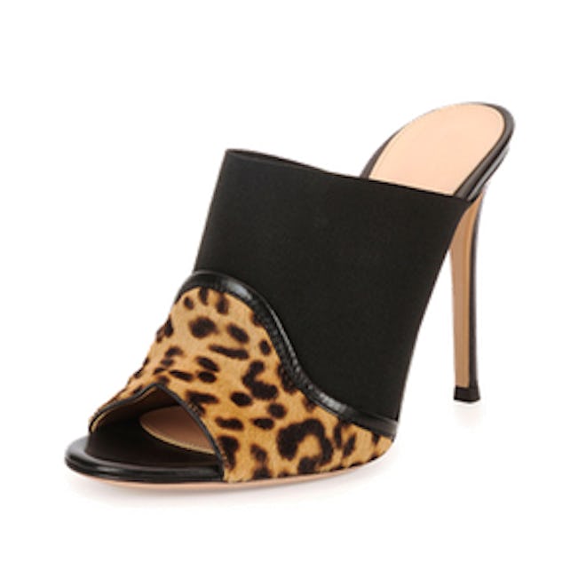 Leopard and Leather Mule