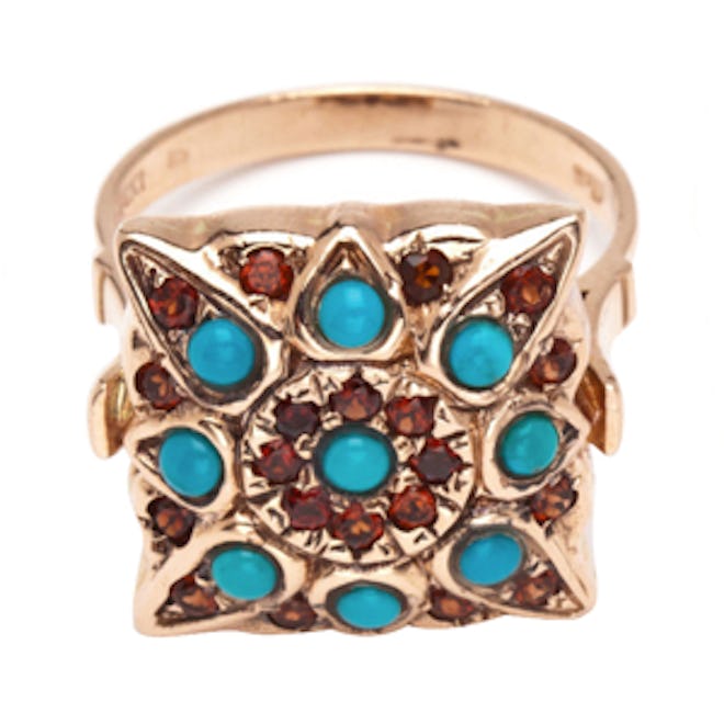 Compass Ring in Turquoise and Garnet