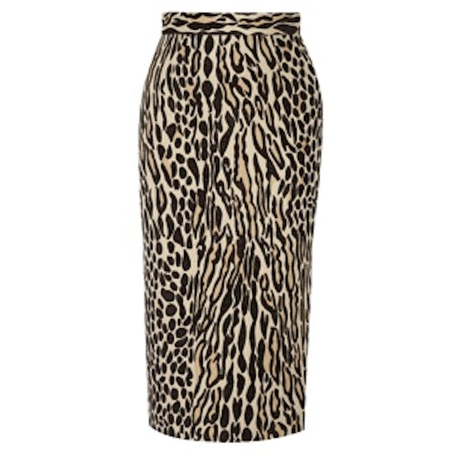 Algras Leopard-Jacquard Pencil Skirt
