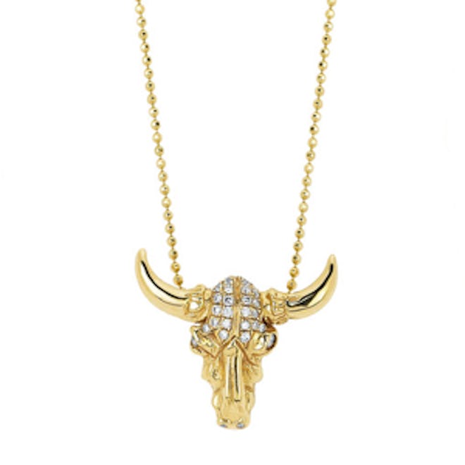 Diamond Bull Skull Necklace