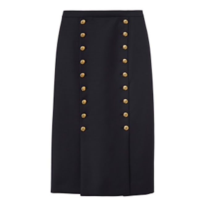 Knot Button Midi Skirt