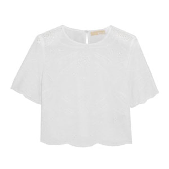 Cropped Broderie Anglaise Cotton Top