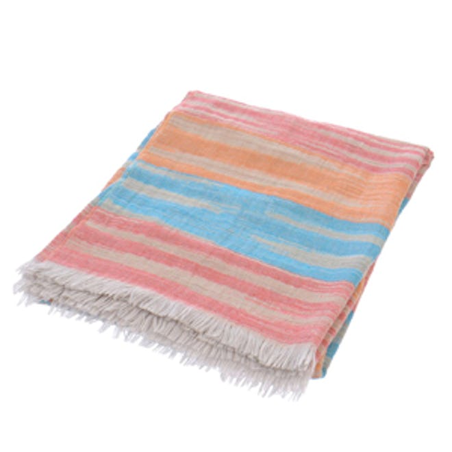 Striped Linen Throw Blanket