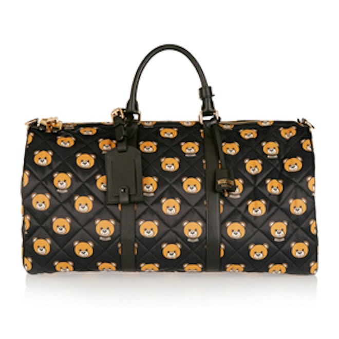 Leather-Trimmed Printed Quilted Shell Weekend Bag