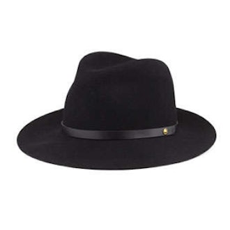 Floppy Brim Wool Fedora Hat, Black
