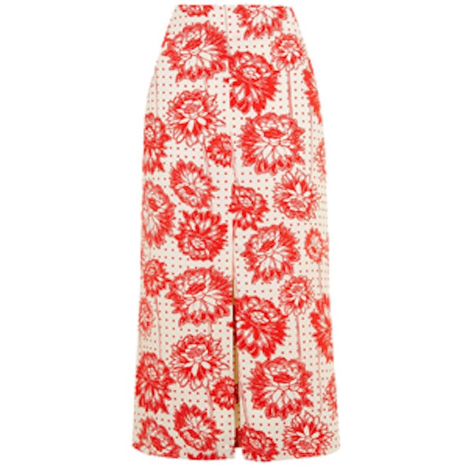 Floral Spot Print Midi Skirt