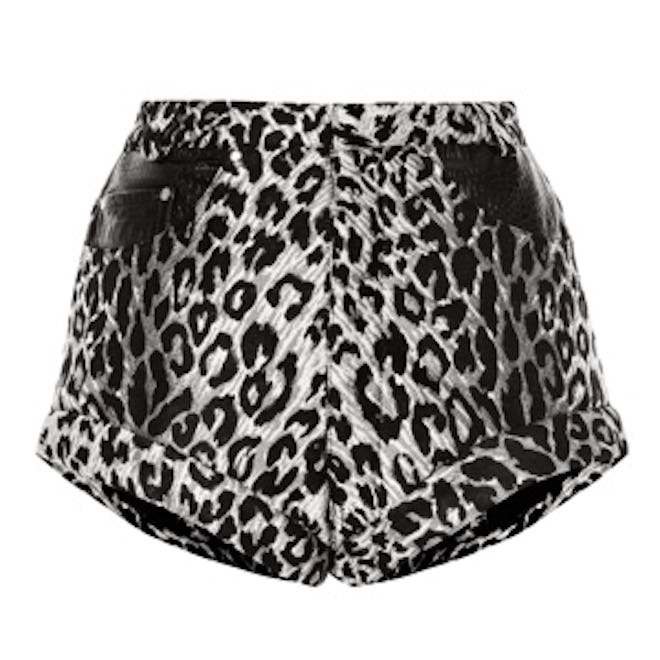 Leopard Brocade Rolled Cuff Shorts