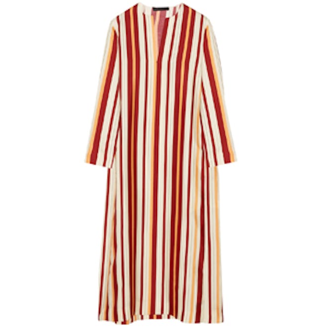 Bruna Striped Woven Silk Midi Dress