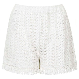 Fringe Trim Crochet Shorts