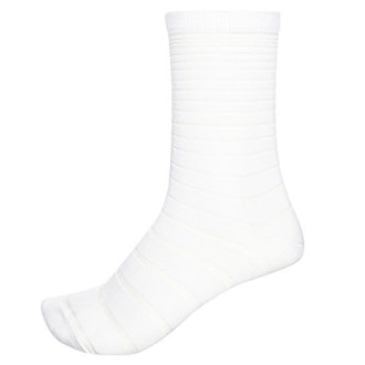White Mesh Stripe Ankle Sock