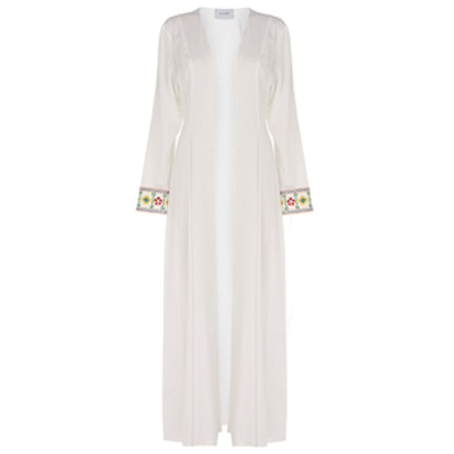 Maxi Cardigan with Embroidered Cuffs
