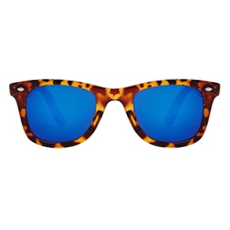 Square Sunglasses with Blue Mirror Lens