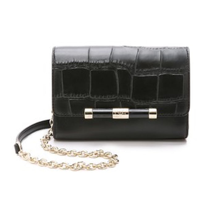 440 Croc Embossed Mini Bag in Black