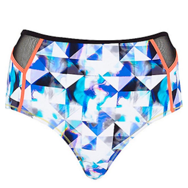 Blue Graphic Print Mesh Bikini Bottoms