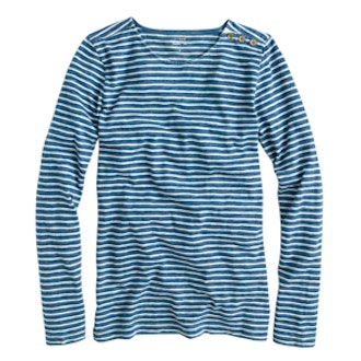 Long-Sleeve Painter Tee in Indigo Stripe