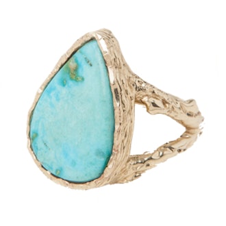 Gold Teardrop Turquoise Ring