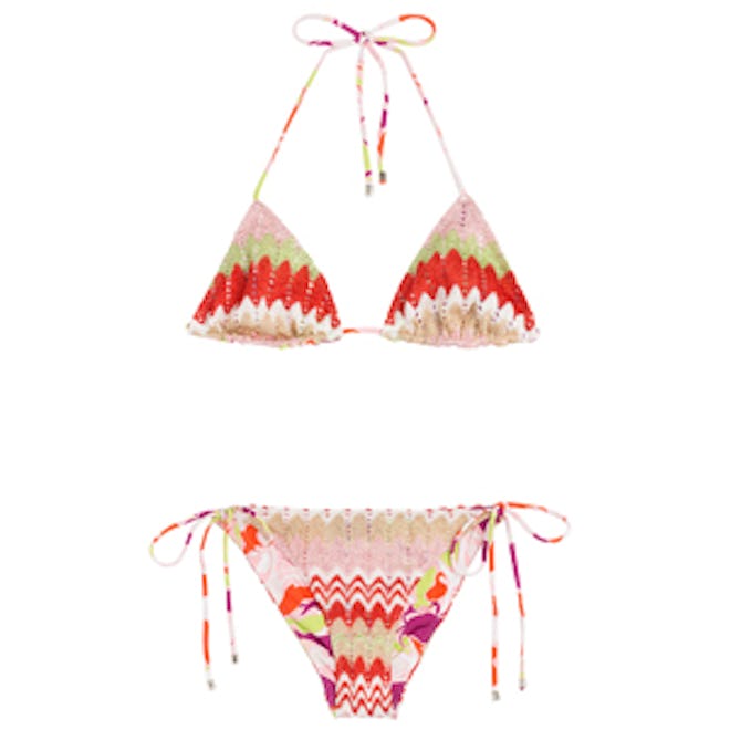 Multicolor Knit Triangle Bikini