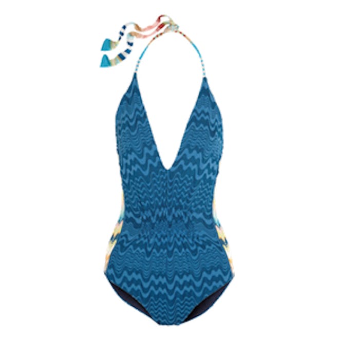 Halterneck Crochet-Knit Swimsuit