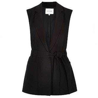 Black Belted Sleeveless Jacket