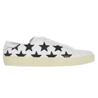 Court Classic Star-Appliquéd Leather Sneakers