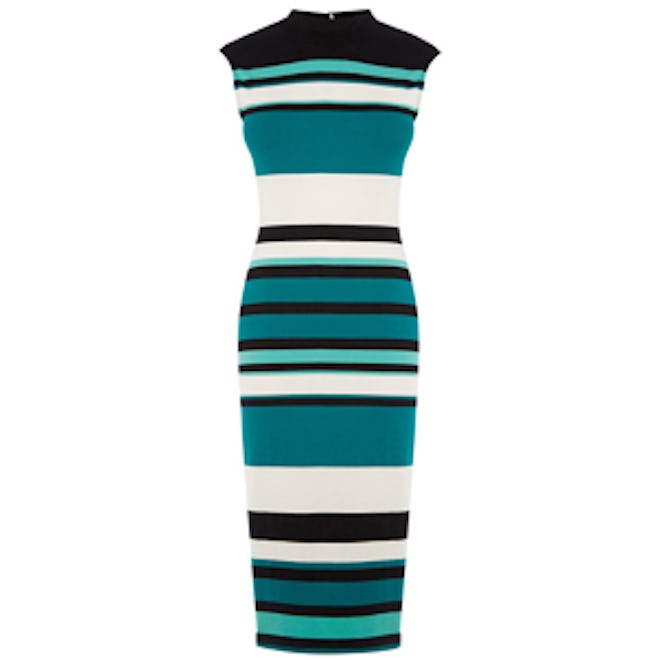 Photographic Stripe Tube Dress