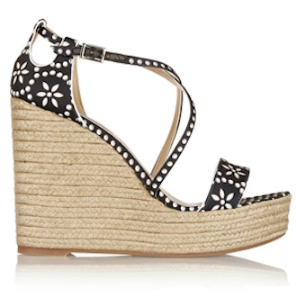 Jenny Printed Satin Espadrille Wedge Sandal