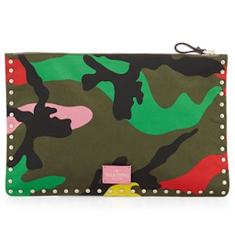 Psychedelic Rockstud Camo Zip Pouch