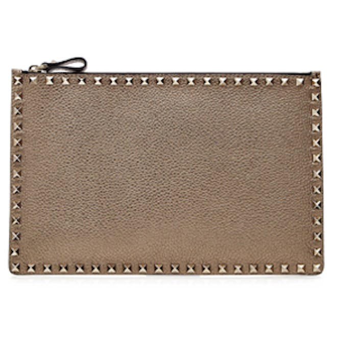 Rockstud Leather Clutch