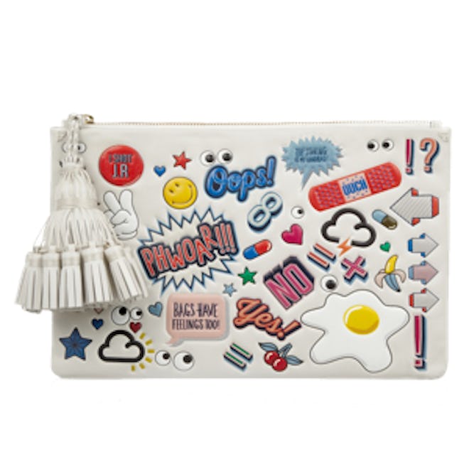Stickered-Up Georgiana Embossed Leather Clutch