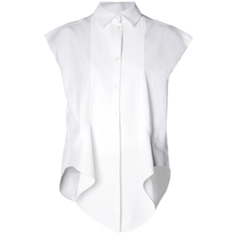 Ruffle-Front Capped-Sleeve Shirt