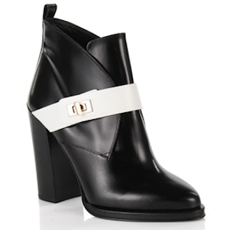 Black and White Leather Turnlock Boots