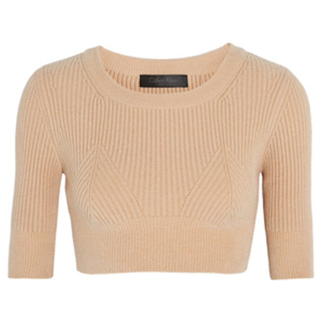 Cropped Ribbed Knitted Top