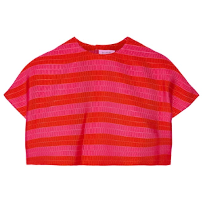 Cropped Striped Jacquard Top
