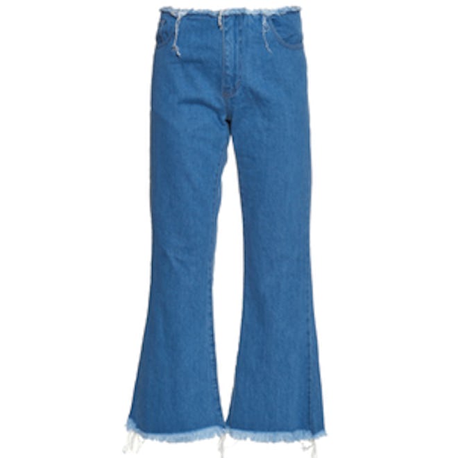 Capri Frayed-Edge Flared Jeans