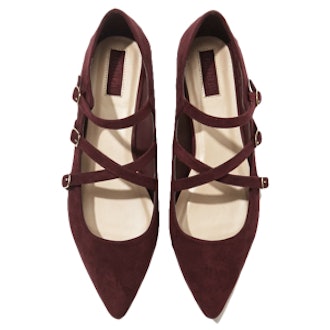 Faux Suede Strappy Flats