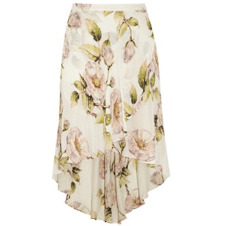 Wrap-Effect Printed Silk-Chiffon Skirt