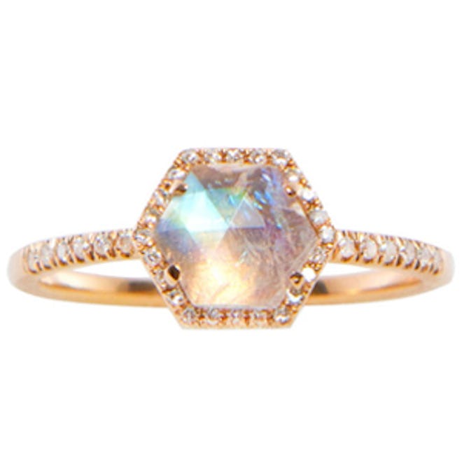 14kt Gold and Diamond Moonstone Ring