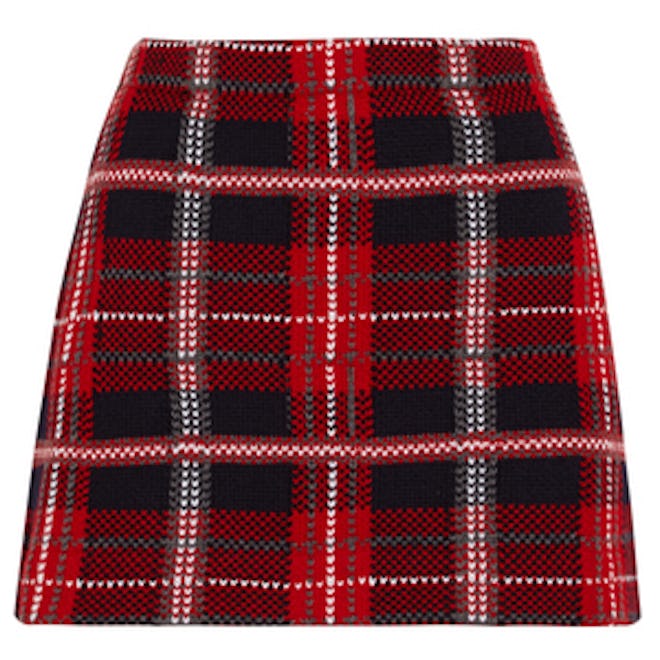 Tartan Wool-Tweed Mini Skirt
