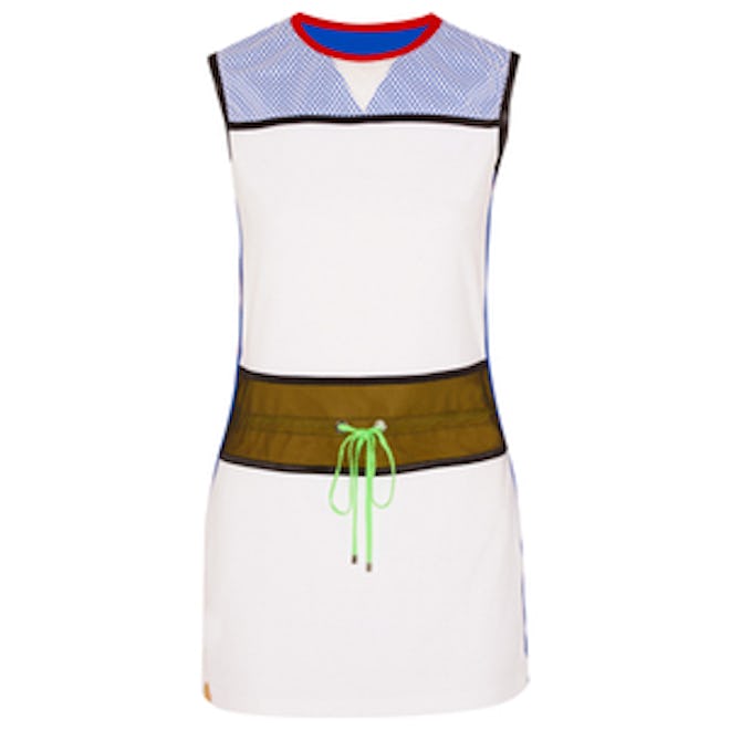 Mesh-paneled stretch-jersey dress