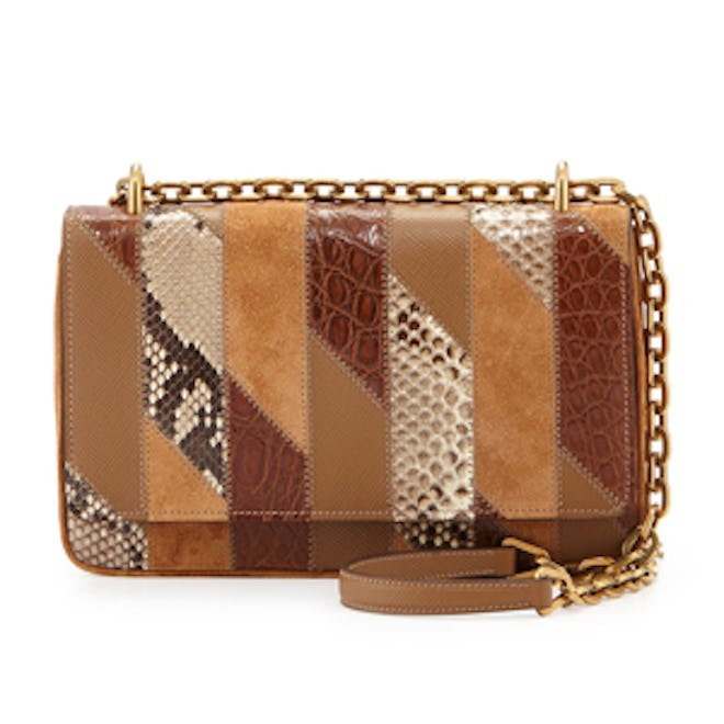 Crocodile and Python Patchwork Shoulder Bag