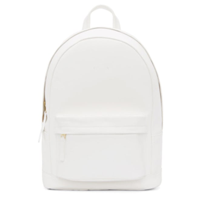 Matte White Small Leather Backpack