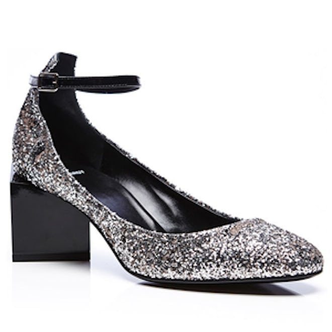 Patent Leather and Glitter Ace Square Heeled Shoes