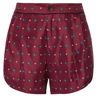 Gabrielle Printed Silk-Twill Shorts