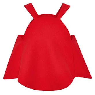 Red Cotton Crepe Gramophone Top