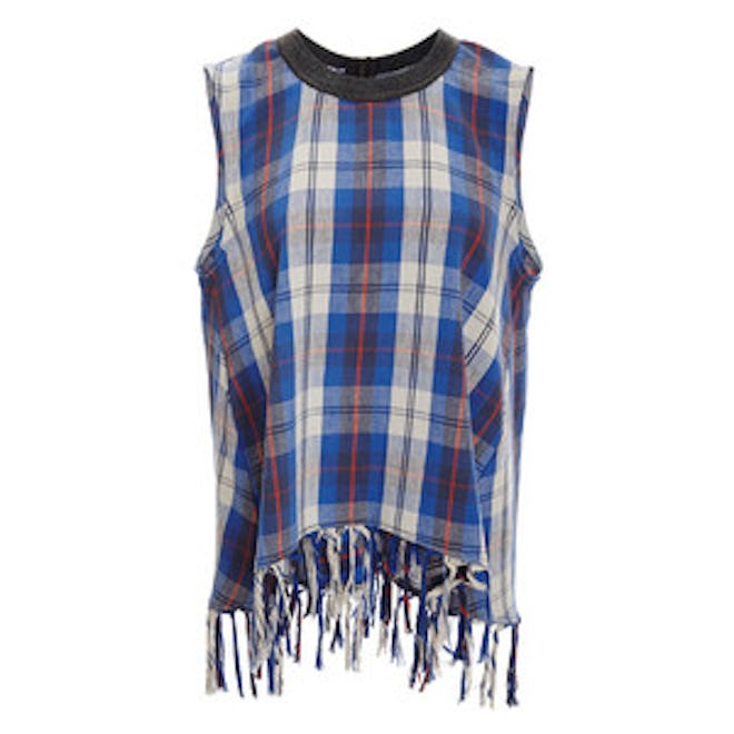 Fringed Flannel Trapeze Top