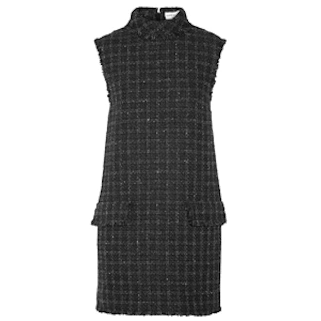 Fringed Wool-Blend Tweed Mini Dress
