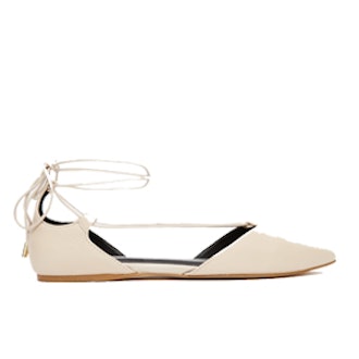Colyn Nude Ghillie Tie Up Flat Shoes