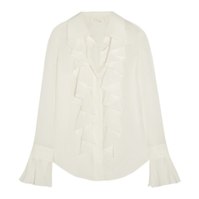 Ruffled Silk Crepe De Chine Blouse