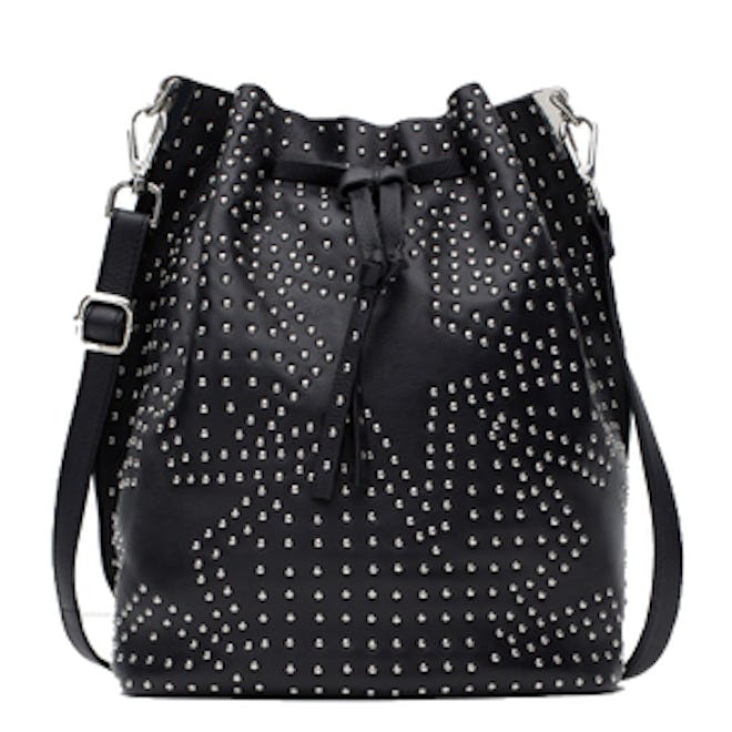 Leather Bucket Bag With Studs