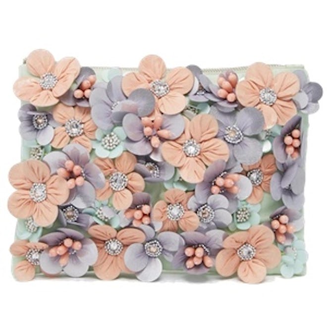 Flower Embellished Clutch Bag